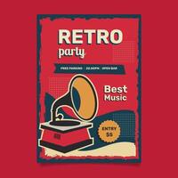 Retro party. invitation poster with gramophone vector