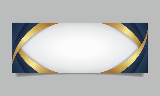 Abstract gradient wave line banner that curves, with a gold and dark blue background.