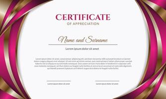 Certificate template design, modern abstract design in pink and gold on white background. vector