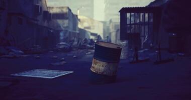 CGI old abandoned drum in the street video