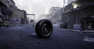 CGI big black tyre in the center video