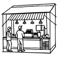 Coffee Shop Behind The Scene Sketch Color vector