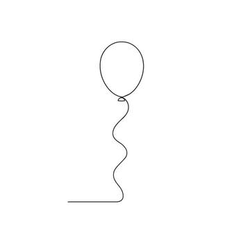 A simple line drawing of a balloon with a wavy string isolated on a white background space vector