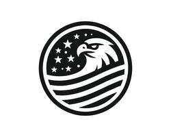 Striking eagle emblem in circular american flag design vector