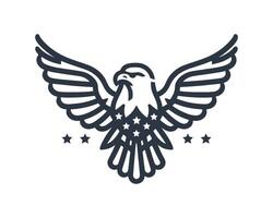 Striking eagle emblem illustration with winged design and stars vector
