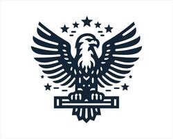 Stylized patriotic eagle emblem with stars design vector