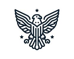 Bold line art eagle emblem design vector
