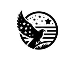 eagle emblem design with stars and stripes vector