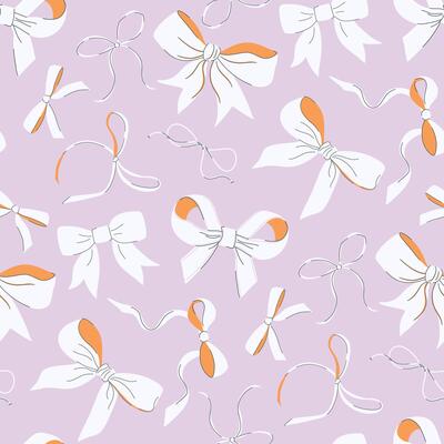 Seamless pattern with ribbon bows. Ballet, vintage coquette core print for party decoration, gift wrapping, textile. Hand drawn flat design illustration.