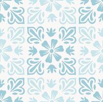 Ornamental tile seamless pattern. Hand drawn blue floral and flourishes background. Elegant, ornate, traditional, decorative azulejos for spa, wedding, beach designs. vector