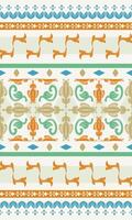 Exotic Ancient Abstract Design Victorian Baroque Medieval Ornament Delicate Florals Blooming Geometric Combine Design. Colorful Brightly Blue Green Orange on White Background for Clothing Fashion Lace vector