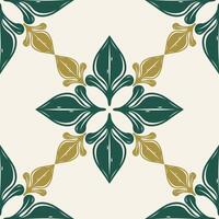 Bright and Clean Meditation Seamless Tiles Pattern. Glamorous Delight Thai Style Modern Flourish Ornament Decoration With Golden Deep Green on Light Cream Background Luxury Merit Aims Perfect Silk Art vector