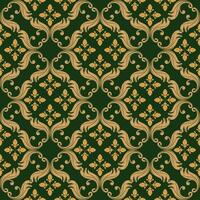 Embellishment Royal Expensive Wealth and Honor Gold on Deep Green Background Seamless Luxury Ornament Delicate Glamour Florals Pattern. Beautiful for Wallpaper Fashion Indeed Fabric Textiles Tiles Rug vector