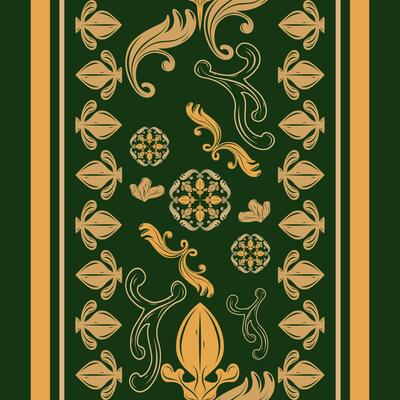 Abstract Faithful Illustration Baroque Arabic Design with Royal Exquisitely Ornament Gold on Deep Green Background Delicate Fine Seamless Border Pattern for Silk Weaves Cover Frame Card Embroidery Rug