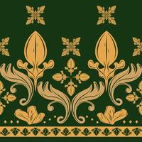 Classic Flourishes Damask Antique Luxury Baroque Design. Elegance Florals Pattern with Royal Gold Geometric Ornament Style for Opulence Graphic Backdrop Background Seamless Border Fashion Clothes Lace vector