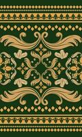 Digital Ethnic Curtain Border Luxury Haute Couture Baroque Style with Golden Scroll Ornament. Beautiful Grandiose Pattern for Expensive Decoration Perfect for Wallpaper Mattress Carpet Handicraft Silk vector