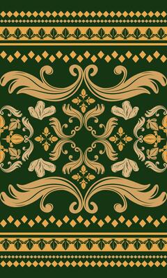Digital Ethnic Curtain Border Luxury Haute Couture Baroque Style with Golden Scroll Ornament. Beautiful Grandiose Pattern for Expensive Decoration Perfect for Wallpaper Mattress Carpet Handicraft Silk