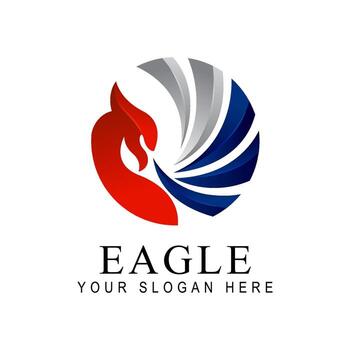 Dynamic Eagle Logo with circular abstract Wing Design vector
