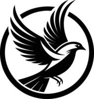 Black bird flying in circle wings vector