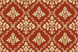floral damask pattern red background vector