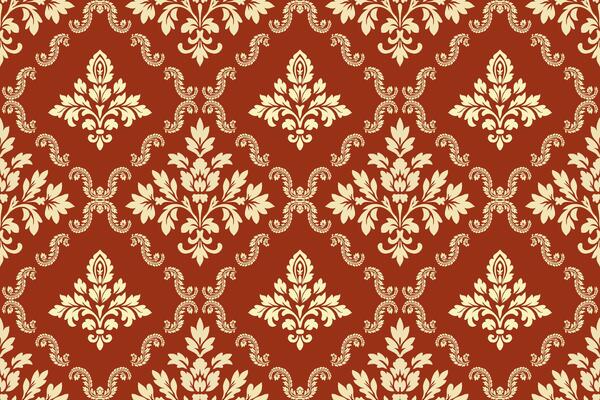 Seamless damask ikat floral pattern with traditional ethnic embroidery texture, abstract vintage illustration for textile, fabric, clothing, wallpaper, and decorative surface design elements.