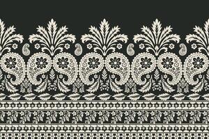 Floral pattern design in black and white vector