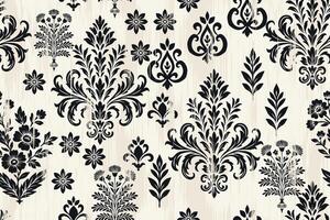 Black and white floral design pattern vector