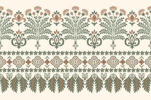 Floral pattern design in green and peach vector