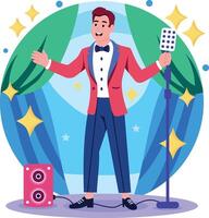 A flat style illustration showing groom singing vector
