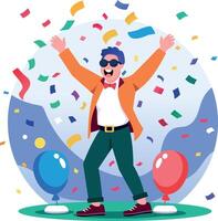 A flat style illustration showing a person dancing vector