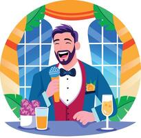 A flat style illustration showing groom speech vector