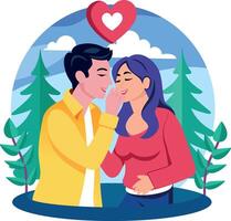 A flat style showing couple romance vector