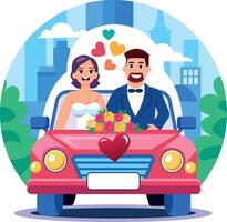 A flat style illustration showing couple ride vector