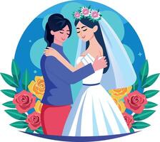 A flat style illustration showing mother hug vector