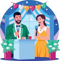 A flat style illustration showing wedding speech vector