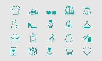 Fashion Icon Set Clothing Accessories and Shopping Symbols vector