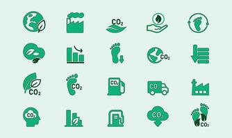 Carbon Footprint and Eco-Friendly Icon Set vector