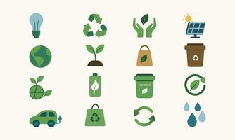 Sustainable Energy and Eco-Friendly Icons vector