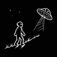 Alien abduction scene with person walking vector