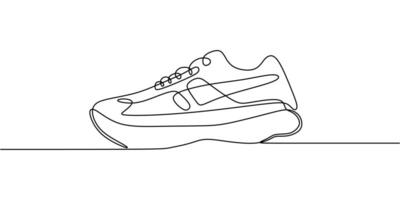 Single line art of running sneakers. Represents sportswear, running events, and a healthy active lifestyle. vector