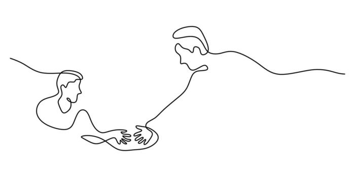 continuo línea dibujo de el palabra amabilidad representando empatía, ideal para un voluntario grupo logo o un colegio programa gráfico. vector