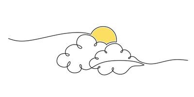 Minimalist sky icon, a one line drawing representing hope and good weather, perfect for a mobile app icon or greeting card design. vector