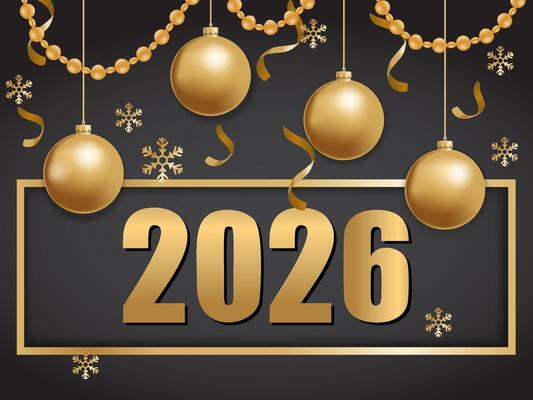 happy new year 2026 gold and black