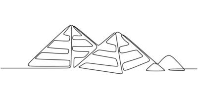 A simple icon of Egyptian architecture, this continuous line drawing of a pyramid is great for a museum logo or a history blog. vector