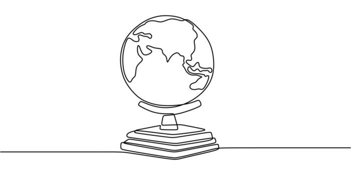 minimalista globo icono, un continuo línea dibujo representando global conexión, Perfecto para un negocio logo o sitio web icono. vector