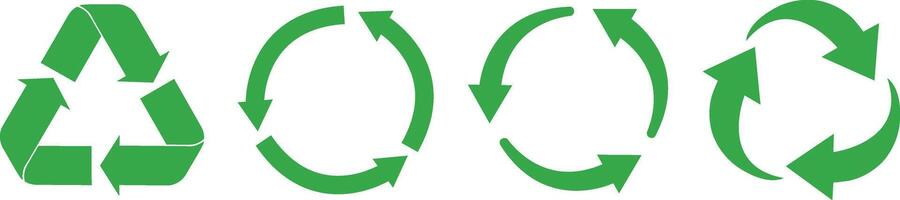 Recycling Icon Variants Set . Green Circular Arrow Symbols Representing Sustainability and Eco-Friendly Concepts on White Background vector