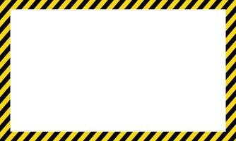 Caution Border Frame . Rectangular Warning Design with Alternating Black and Yellow Diagonal Stripes on White Background vector