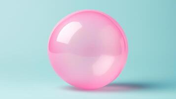 A pink sphere with a glossy surface against a teal background. photo