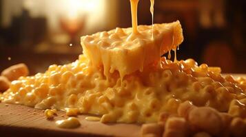 Melted cheese, gooey and delicious, a cheesy delight. photo