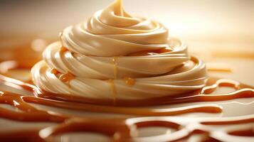 Creamy caramel swirl with rich, flowing texture. photo